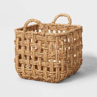 Twisted Open Checkered Weave Milk Crate Natural - Brightroom™ | Target