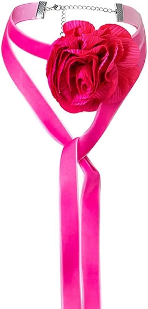 twinkle eye Boho Velvet Collar Choker Necklace 3D Big Rose Flower Necklace Tie Cravat Rose Wristb... | Amazon (US)