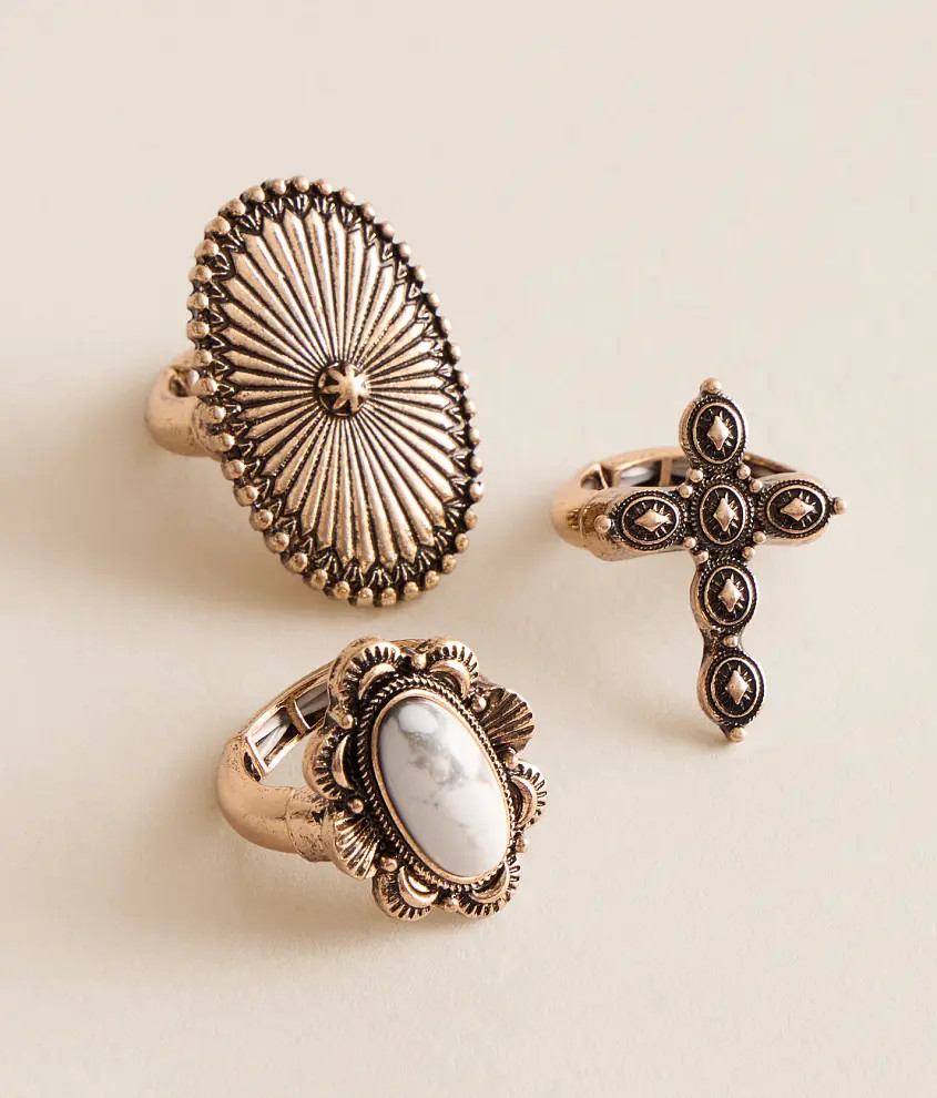 3 Pack Western Statement Ring Set | Buckle