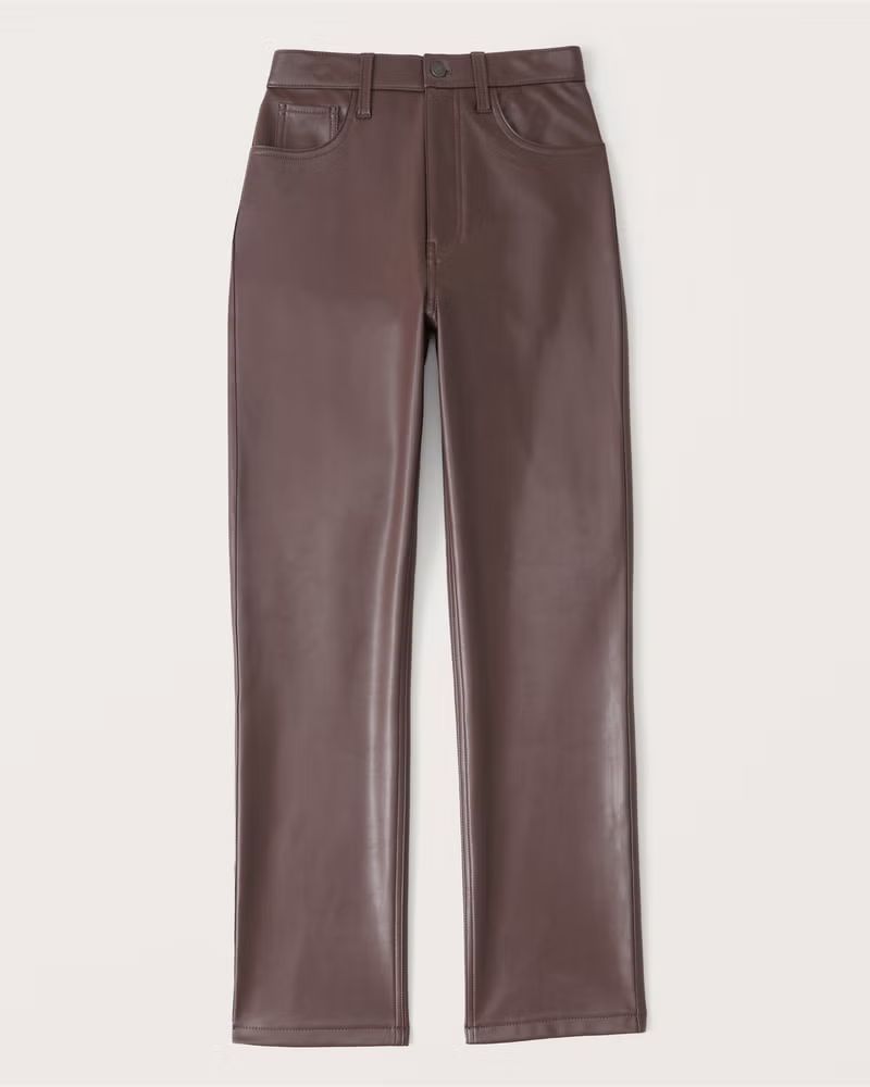 Women's Vegan Leather 90s Straight Pants | Women's Bottoms | Abercrombie.com | Abercrombie & Fitch (US)