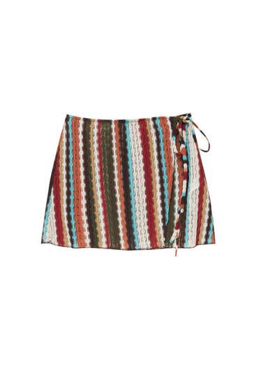 Striped jacquard knit mini skirt | PULL and BEAR UK