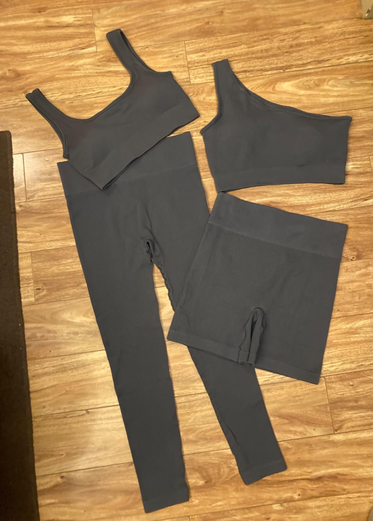 4 Piece Workout Sets For Women Ribbed Leggings Clothes Yoga Sets Active Wear Matching Work Out Se... | Amazon (US)