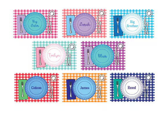 Laminated placemat Gingham placemat Kids Placemat | Etsy | Etsy (US)