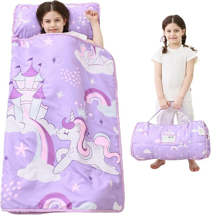 Lasoftan Toddler Nap Mat with Pillow and Blanket, Extra Large Rolled Napping Mats,Slumber Bags fo... | Amazon (US)