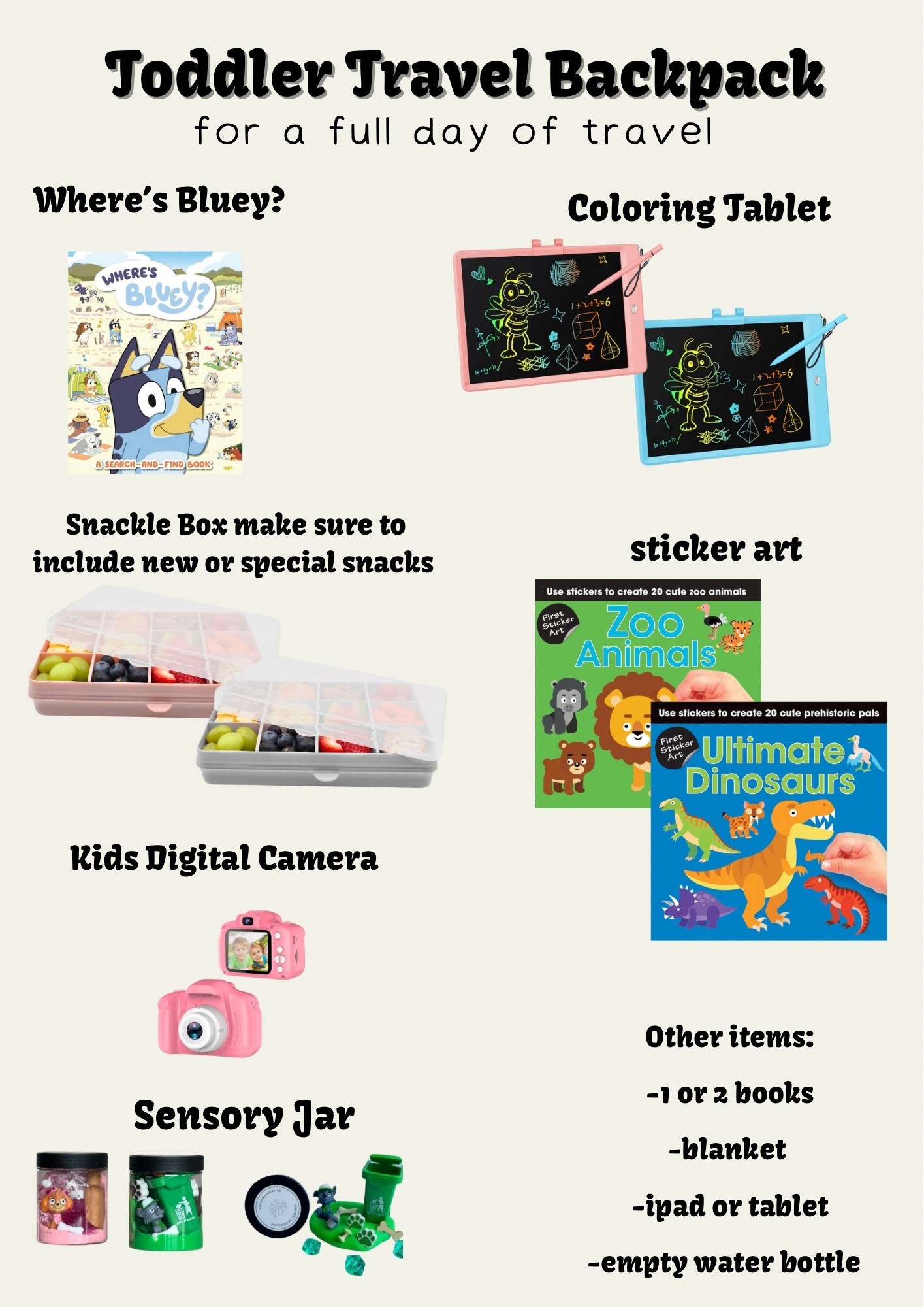 After over 40 flights with kids we have found what works best for us. I always include some type of craft this time the sticker art (3 years and up or they will get frustrated). Also some type of play doh or sensory toy. Then when they are tired or ready to relax they have an iPad and PBS kids games. Don’t forget a blanket because it’s always cold 🥰

#LTKKids #LTKTravel #LTKFamily