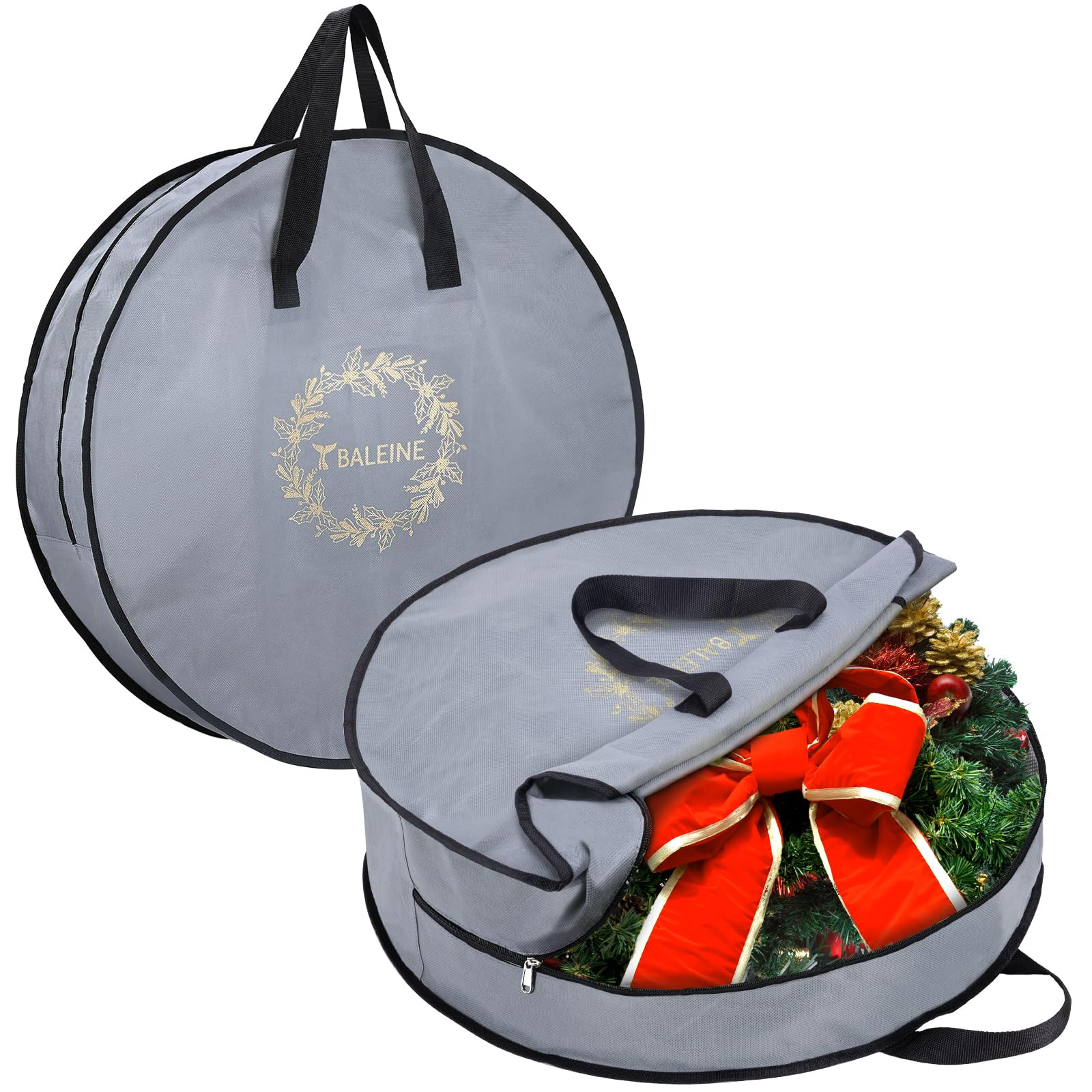 BALEINE 2 Pack Wreath Storage Container, Christmas Wreath Storage Bag with Reinforced Handle for ... | Amazon (US)