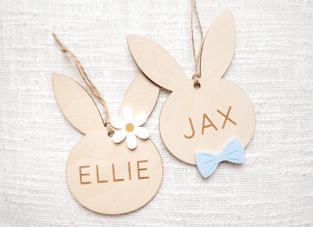 Personalized Easter Basket Bunny Name Tags | Custom Wooden Gift Tag for Kids | Easter Basket Tag ... | Etsy (US)