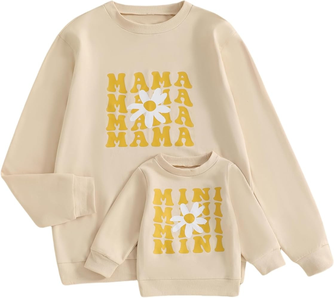 ZAXARRA Mommy and Me Matching Outfits Long Sleeve Crewneck Pullover Tops Mama Sweatshirt Mama and... | Amazon (US)