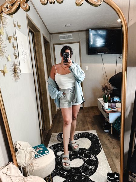 Recreated a Pinterest look with pieces that I had in my closet! Perfect for a summer day running errands or just lounging around 

Platform slides 
Casual outfit 
Summer outfit 
Jean jacket 

#LTKMidsize #LTKFindsUnder100 #LTKStyleTip