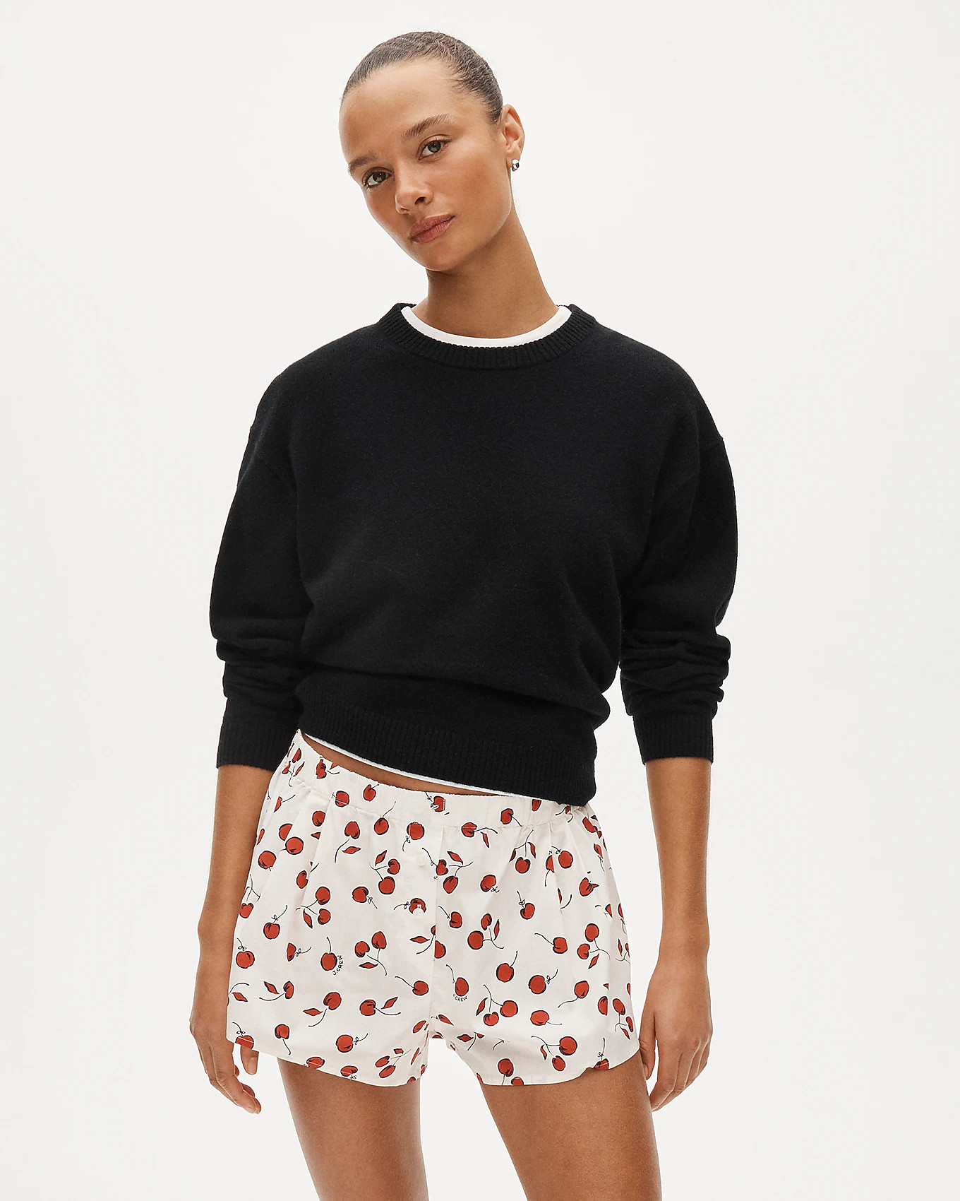 Cotton poplin boxer short in cherry print | J. Crew US