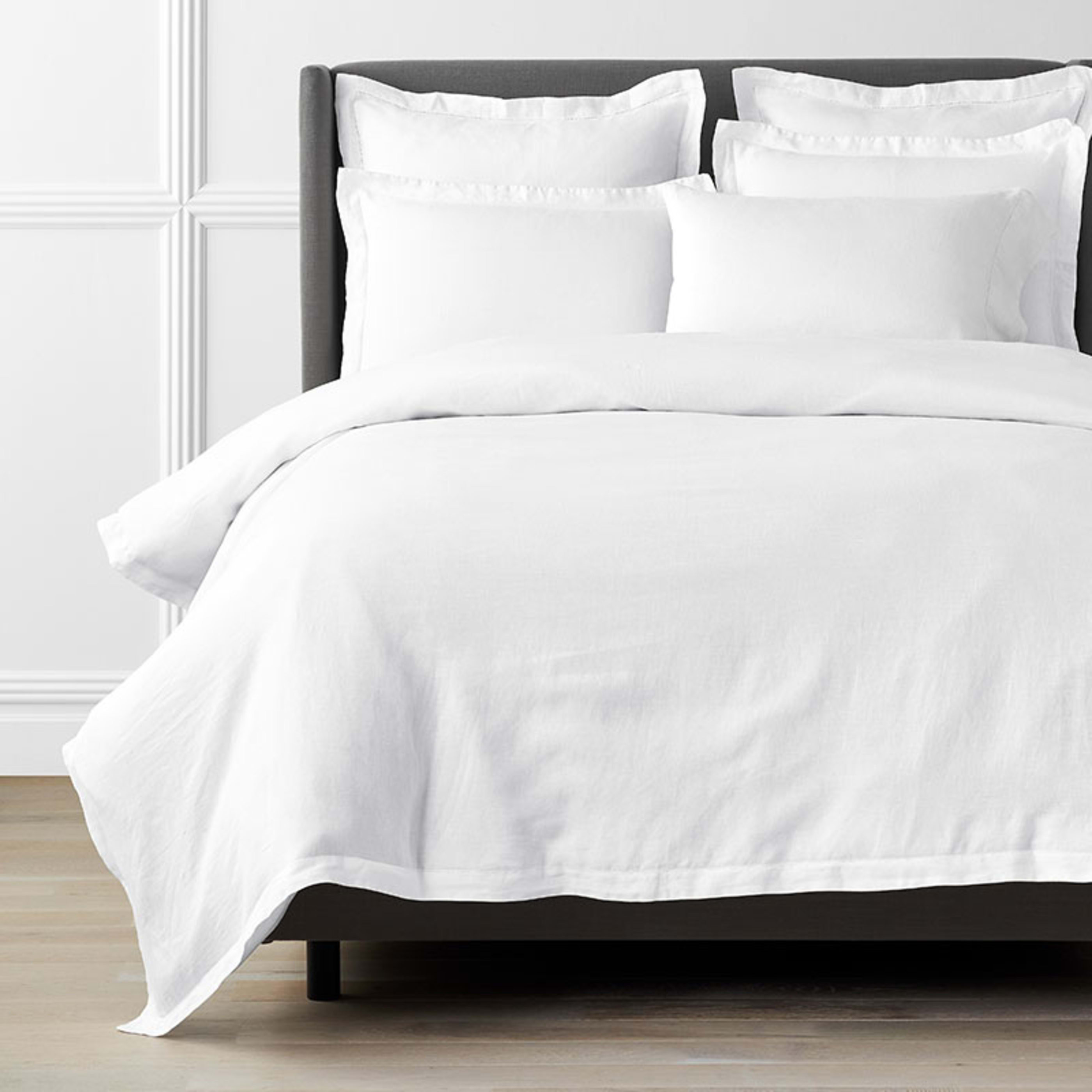 Premium Breathable Relaxed Linen Duvet Cover - White, King/Cal King | The Company Store