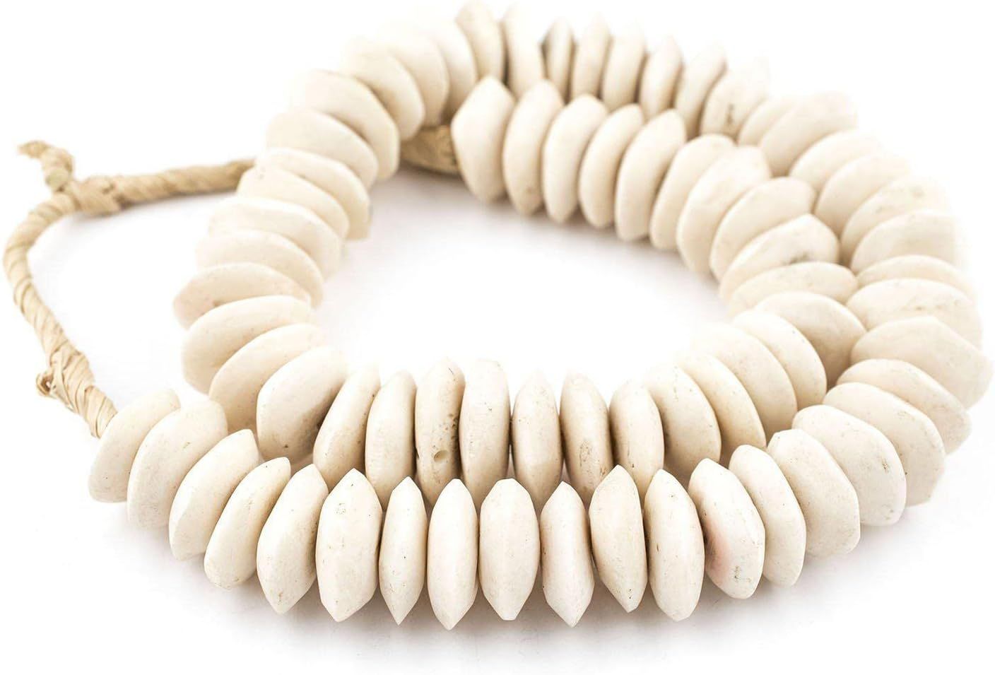 TheBeadChest White Bone Beads Saucer 21mm Kenya African Large Hole 24 Inch Strand Handmade | Amazon (US)