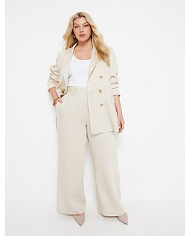 David Jones Commonry The Soft Twill Wide Leg Trouser in Ecru, Size 14 AU | David Jones (Australia & New Zealand)