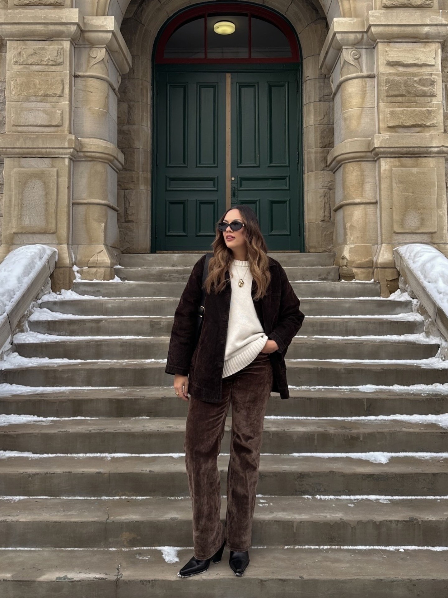 Winter outfit inspiration!

-Massimo Dutti brown flocked jacket. I have a medium. 
-Abercrombie high rise brown velvet jeans, I have a size 29 long. 
-Gap cream cotton sweater, I have a large  

#LTKstyletip #LTKwinter #LTKcanada