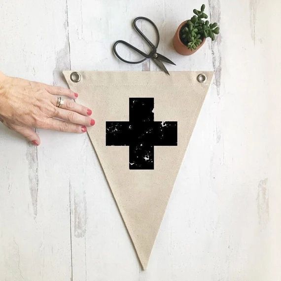 Swiss Cross Vintage Pennant Flag Wall Decor Neutral Nursery | Etsy | Etsy (US)