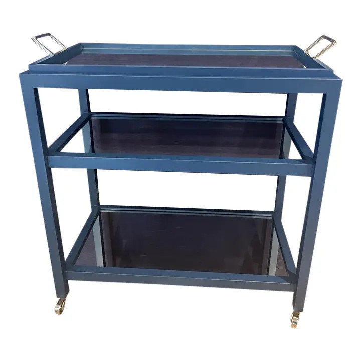 Century Furniture Mandalay Bar Cart in Navy Finish | Chairish