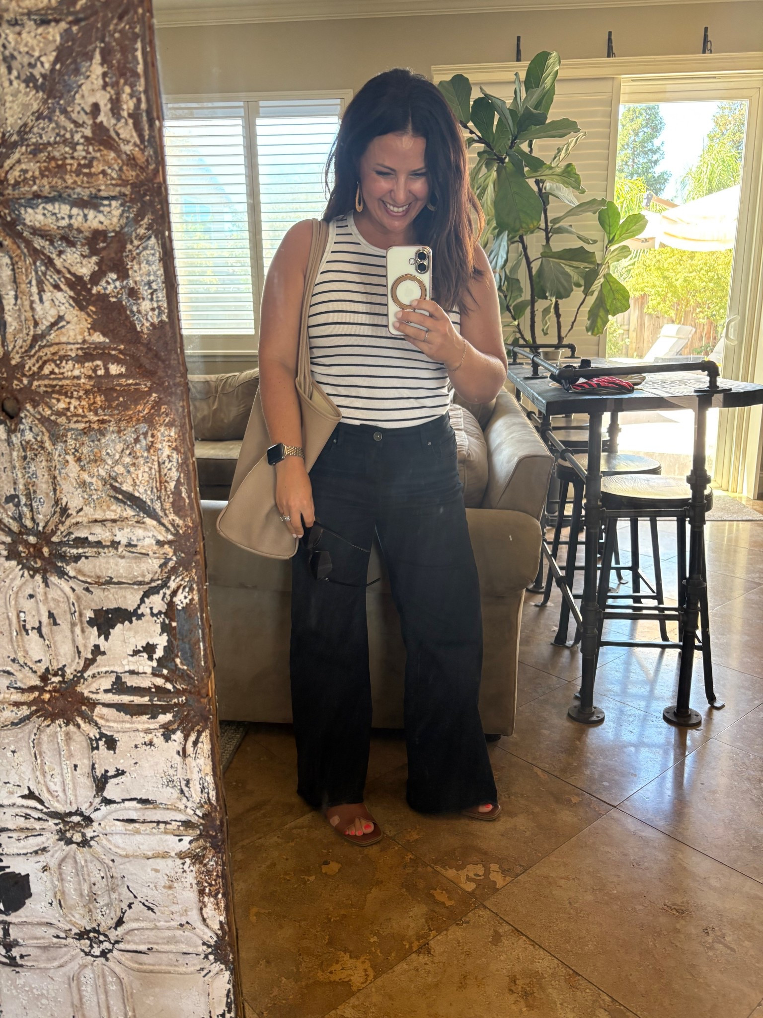 Second day back to school! PLC meetings and classroom prep. I linked my exact jeans - they are Whetherly wide leg, ankle length size 27 and fit like a dream. I think they’re almost sold out, so I found a similar pair. My striped tank top is under $4 and I’m wearing a medium. 

Teacher style
Teacher outfit

#LTKOver40 #LTKWorkwear #LTKPetite