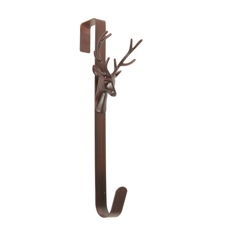 Northlight 15.25" Brown Rustic Deer Over the Door Christmas Wreath Hanger | Target