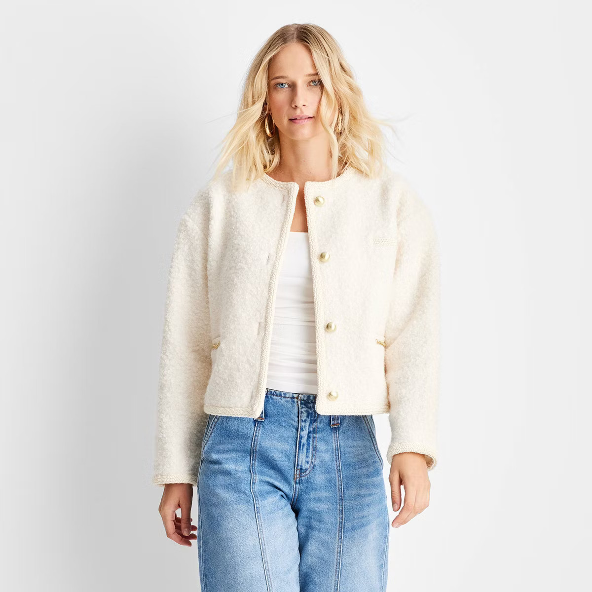 Women's Teddy Lady Chain Jacket - Future Collective Cream | Target