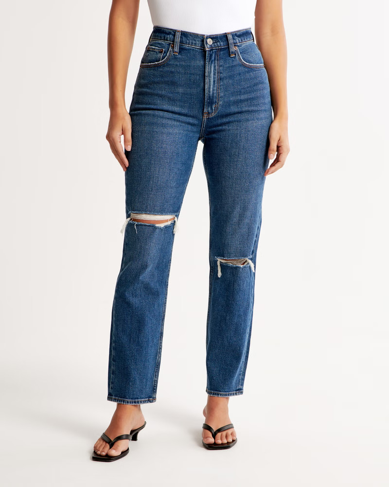 Curve Love Ultra High Rise Ankle Straight Jean | Abercrombie & Fitch (US)