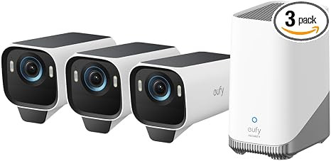 eufy Security eufyCam S3 Pro 3-Cam Kit, Solar Camera Outdoor Wireless, MaxColor Night Vision, 4K ... | Amazon (US)