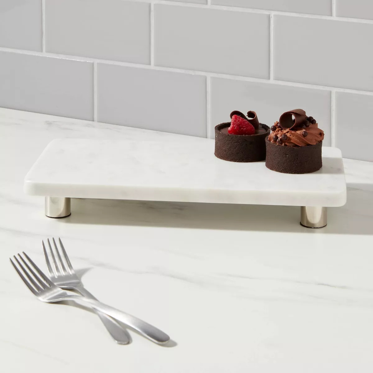 12" x 6" Marble Serving Stand White - Threshold™ | Target
