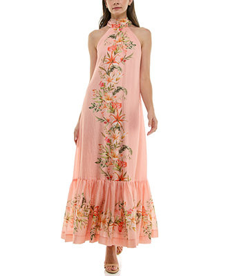 Taylor Women's Floral Halter Neck A-Line Dress - Macy's | Macy's