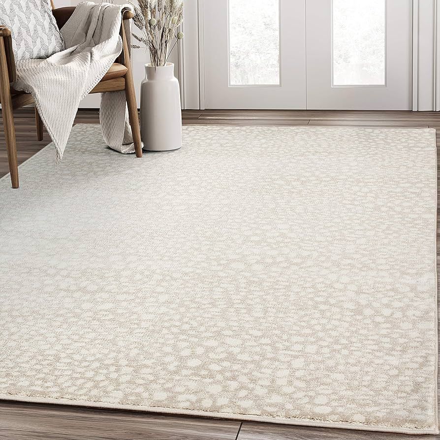 Abani Beige Cheetah Print 7'9"x10'2" Area Rug Rugs, Arto Collection - Contemporary Durable Accent... | Amazon (US)