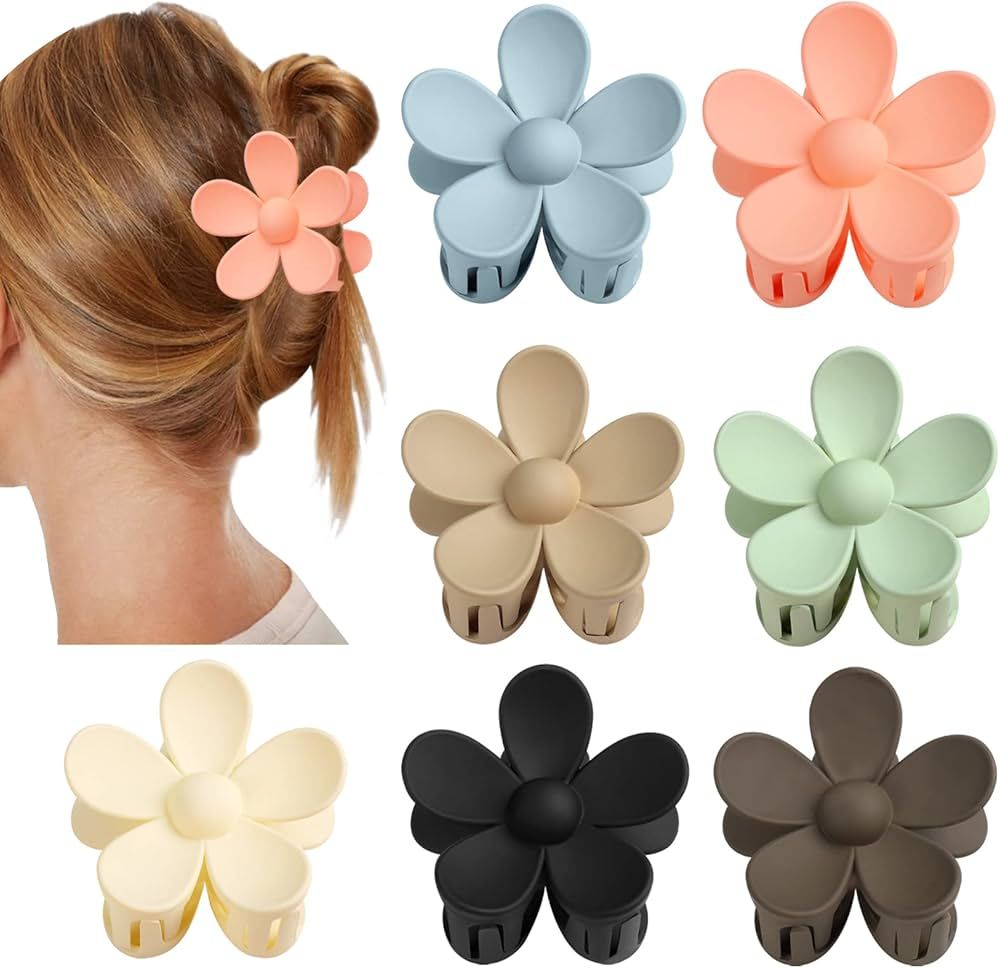 Flower Claw Clip 7 PCS Claw Clips, Hair Clips For Women Non Slip, Claw Clips for Thick Hair Women... | Amazon (US)