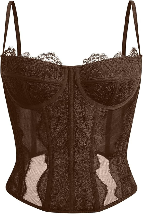 Dealmore Corset Tops For Women Going Out Lace Mesh Date Night Fall Fashion Outfits Clothes Crop C... | Amazon (US)