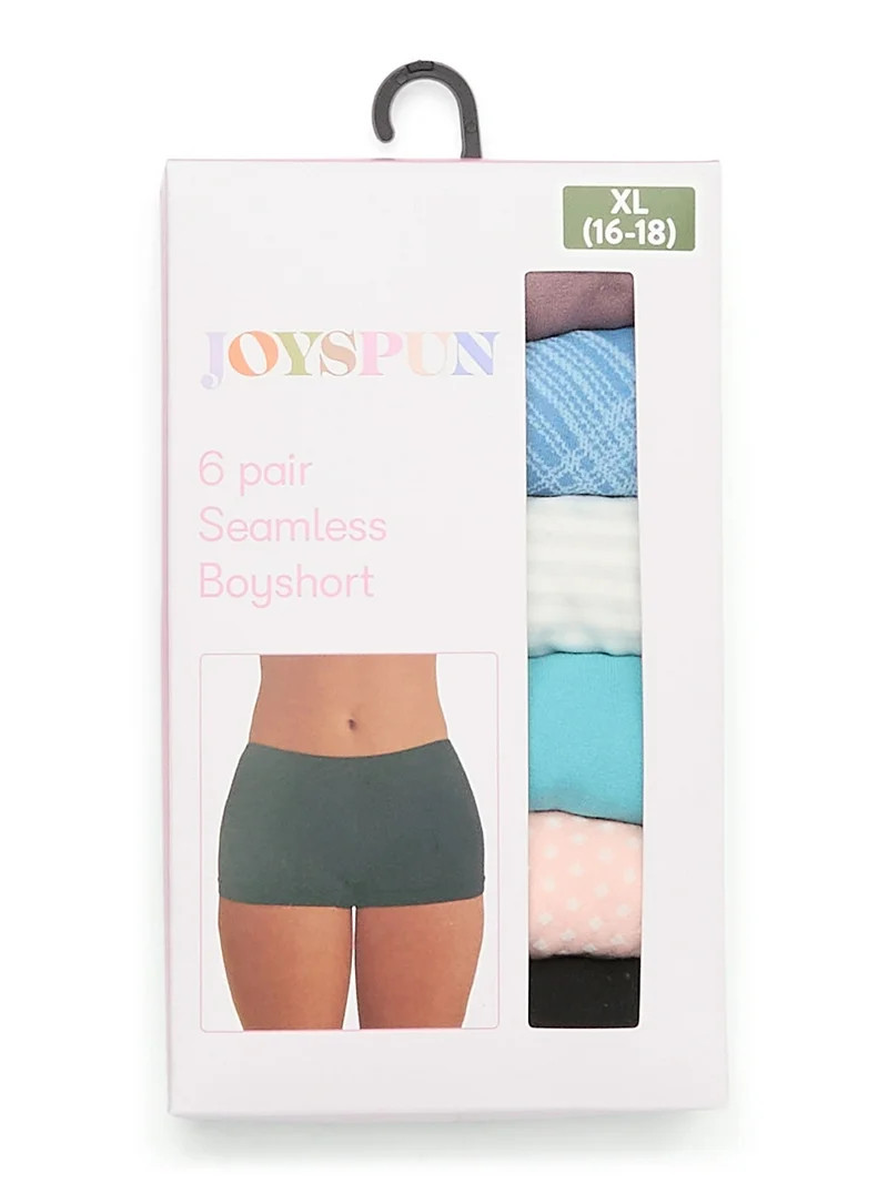 Joyspun Women's Seamless Boyshort Panties, 6-Pack, Sizes XS-XXXL | Walmart (US)