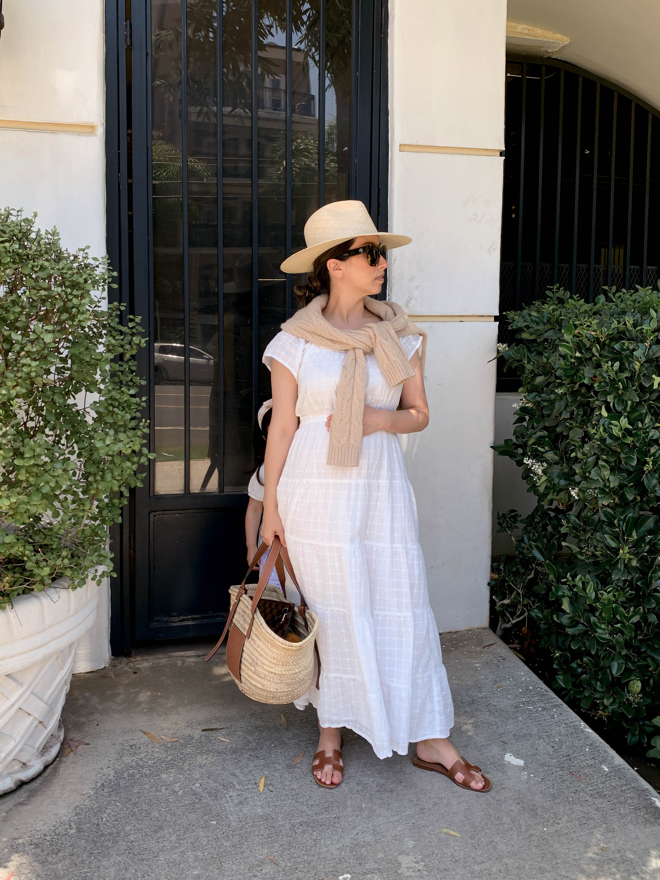 Maternity outfit is from 2021, so many of the items are not in stock. I did link what I could and also found similar maternity options. 

Mango dress xs (old)
Hermes Oran sandals 35
Loewe tote medium
Janessa Leone hat small

#LTKBump #LTKPetite
