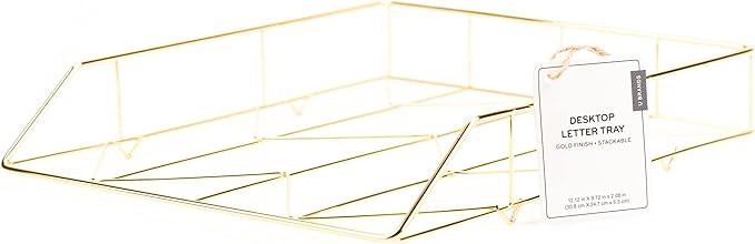 U Brands Desktop Letter Tray, Wire Metal, Gold | Amazon (US)