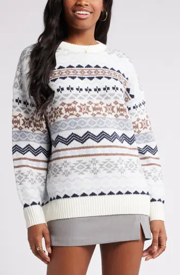 Oversize Fair Isle Crewneck Sweater | Nordstrom