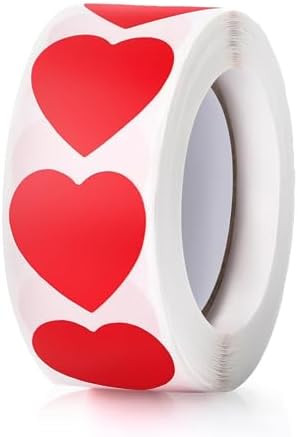 500Pcs Red Heart Stickers, 1" Valentines Day Love Shape Labels, Self-Adhesive Heart Stickers for ... | Amazon (US)
