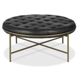 Edgemod Cala Ottoman - Saddle Tan/Antique Brass | Bed Bath & Beyond