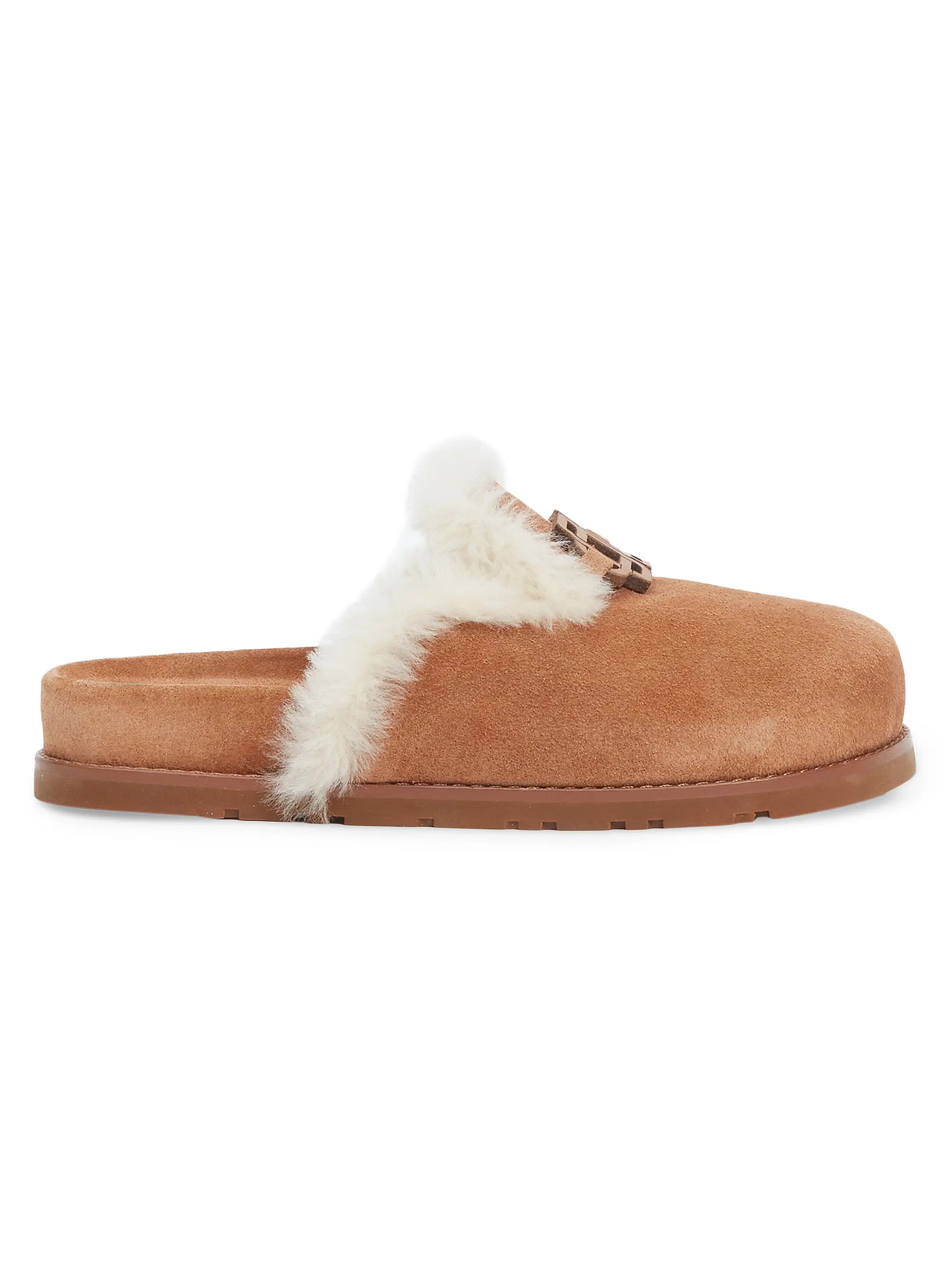SIMKHAI Mila Shearling-Trimmed Suede Slippers | Saks Fifth Avenue | Saks Fifth Avenue