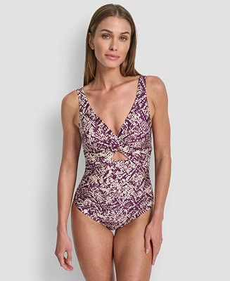 DKNY Women's Shirred Keyhole Detail One-Piece Swimsuit - Macy's | Macy's