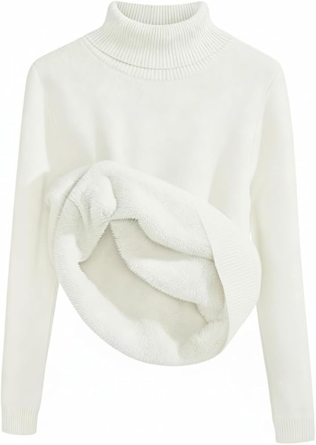 SKAYS Women's Turtleneck Sweater Winter Thermal Soft Fleece Sherpa Lined Pullover Sweaters Thick ... | Amazon (US)