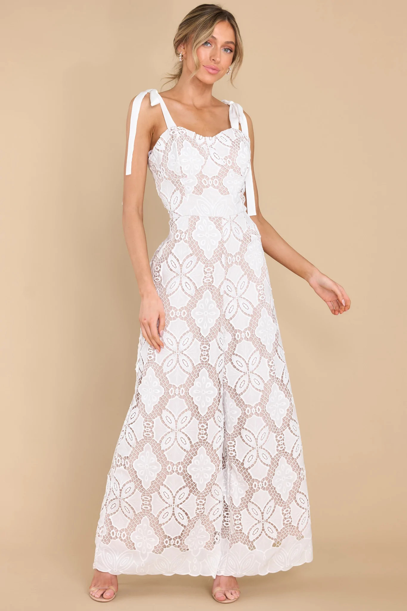 Fresh Moments White Lace Jumpsuit | Red Dress 