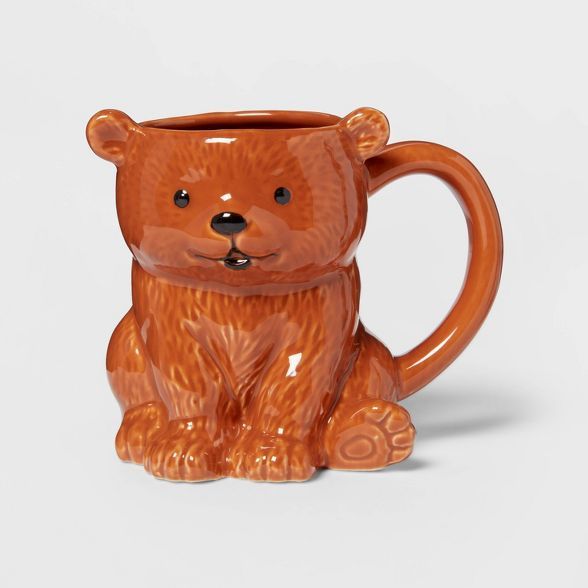 10.3oz Stoneware Bear Christmas Mug Brown - Threshold™ | Target