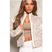 Cream Floral Print Pocket Detail Quilted Jacket | PrettyLittleThing US