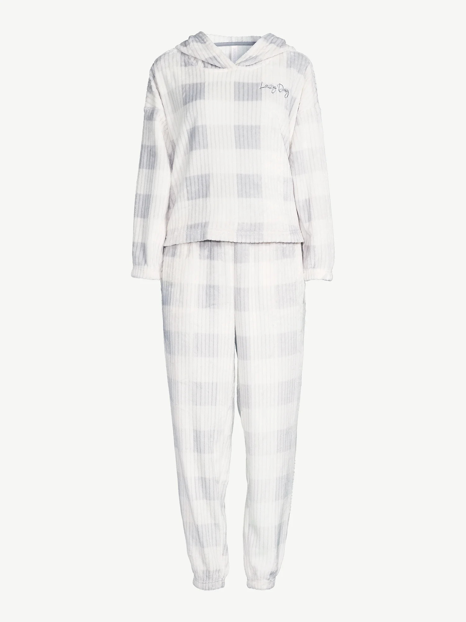 Joyspun Women's Plush Buff Long Sleeve Hooded Top and Pants Pajama Set, 2-Piece, Sizes up to 3X -... | Walmart (US)