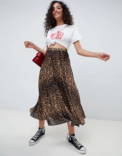 Out of stockASOS DESIGN midi pleated skirt in natural leopard printMORE FROM: | ASOS UK