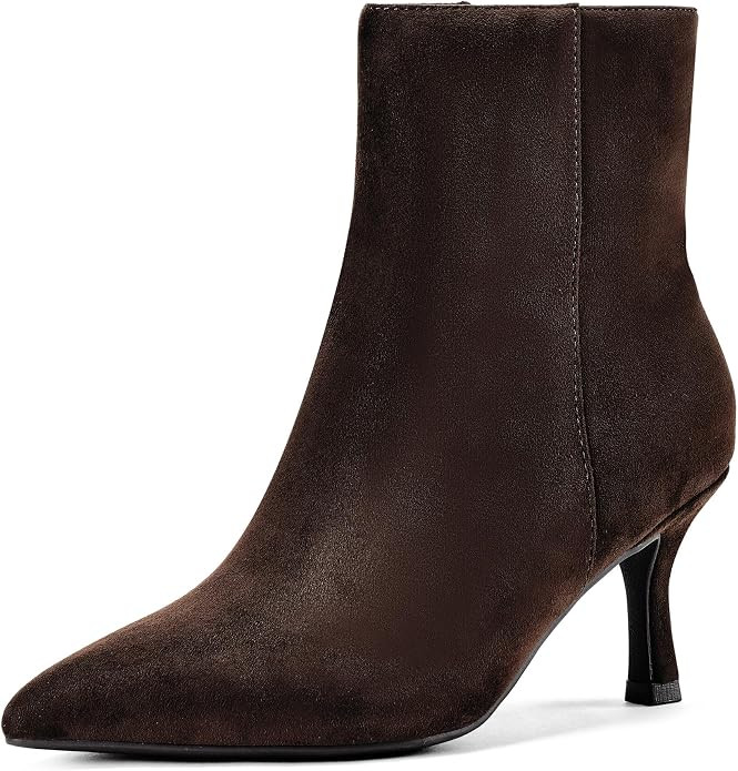 Women 3 In Kitten Heels Pointed Toe Ankle Booties with zipper | Amazon (US)