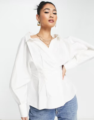 ASOS Edition pleated waist shirt in white | ASOS (Global)