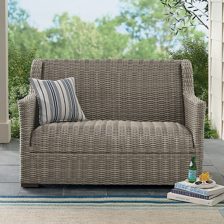 Montville Wicker Outdoor Outdoor Loveseat - Grey - Grandin Road | Grandin Road