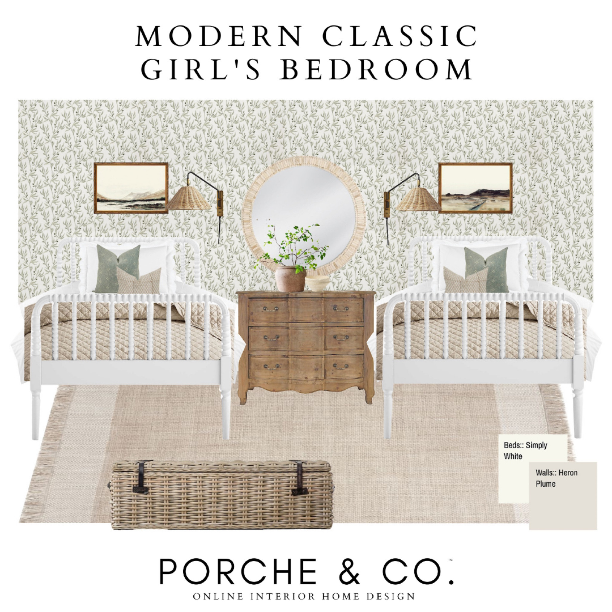 Girl’s bedroom mood board, girl’s bedroom design, bedroom inspo, girls bedroom inspo, bedroom decor, Jenny Lind bed, floral wallpaper, neutral decor #girlsbedroom #moodboard 

#LTKkids #LTKSeasonal #LTKhome