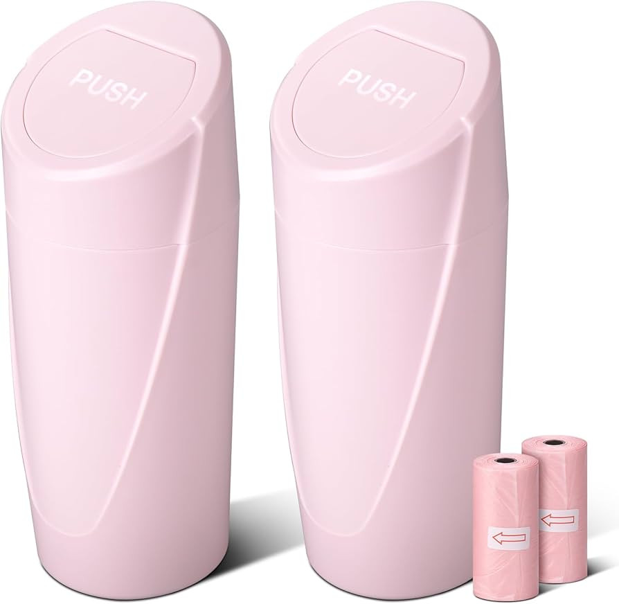 Amazon.com: Car Trash Can Bin with Lid - 2 Packs Car Garbage Can Cup Holder - Pink Mini Leakproof... | Amazon (US)