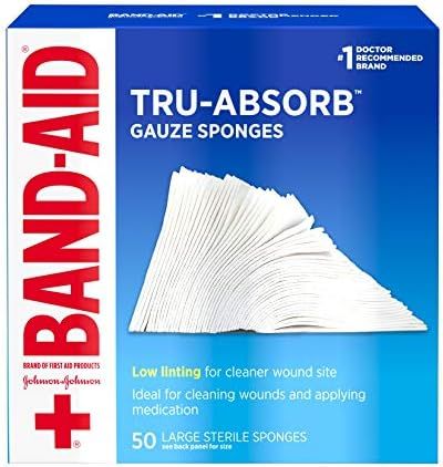 Band Aid Brand First Aid Products Tru-Absorb Sterile Gauze Sponges for Cleaning and Cushioning Wound | Amazon (US)
